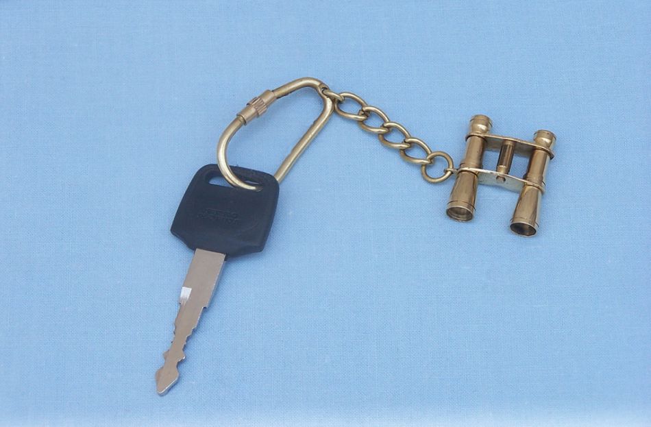 Solid Brass Binocular Key Chain 5""