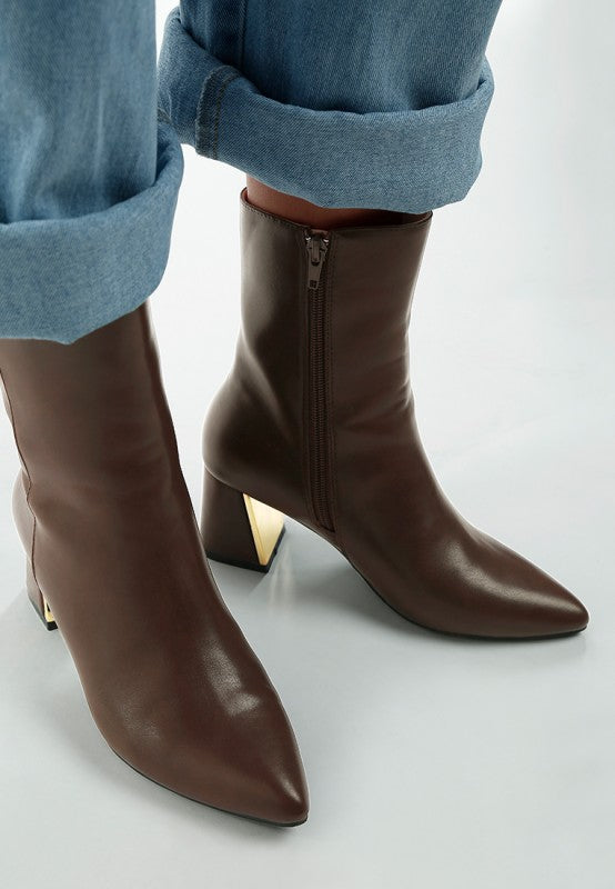 Kaira Metallic Accent Heel High Ankle Boots - PhishStones Products