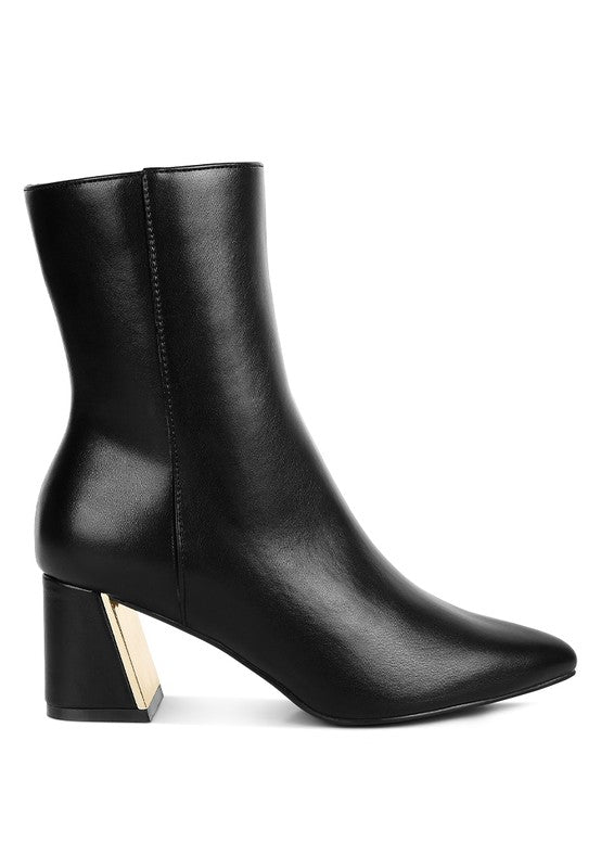 Kaira Metallic Accent Heel High Ankle Boots - PhishStones Products