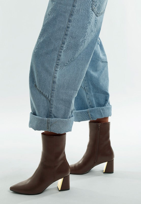 Kaira Metallic Accent Heel High Ankle Boots - PhishStones Products