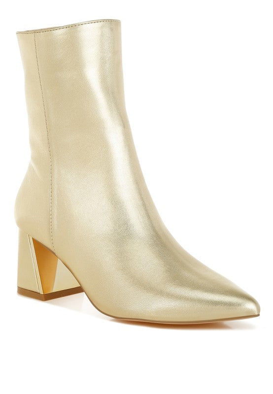 Kaira Metallic Accent Heel High Ankle Boots - PhishStones Products