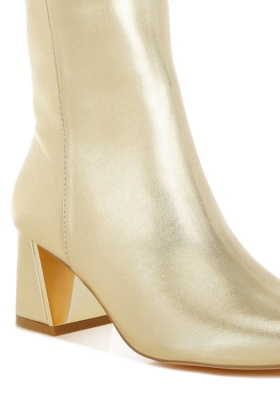 Kaira Metallic Accent Heel High Ankle Boots - PhishStones Products