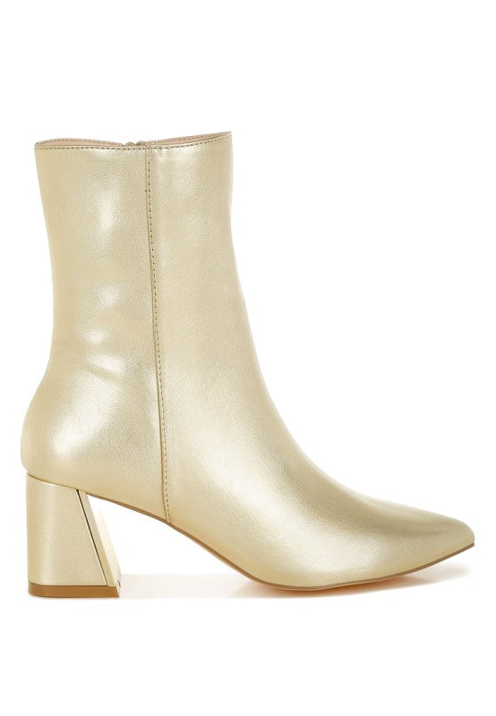 Kaira Metallic Accent Heel High Ankle Boots - PhishStones Products