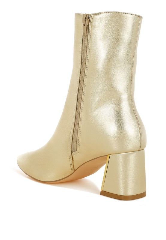 Kaira Metallic Accent Heel High Ankle Boots - PhishStones Products