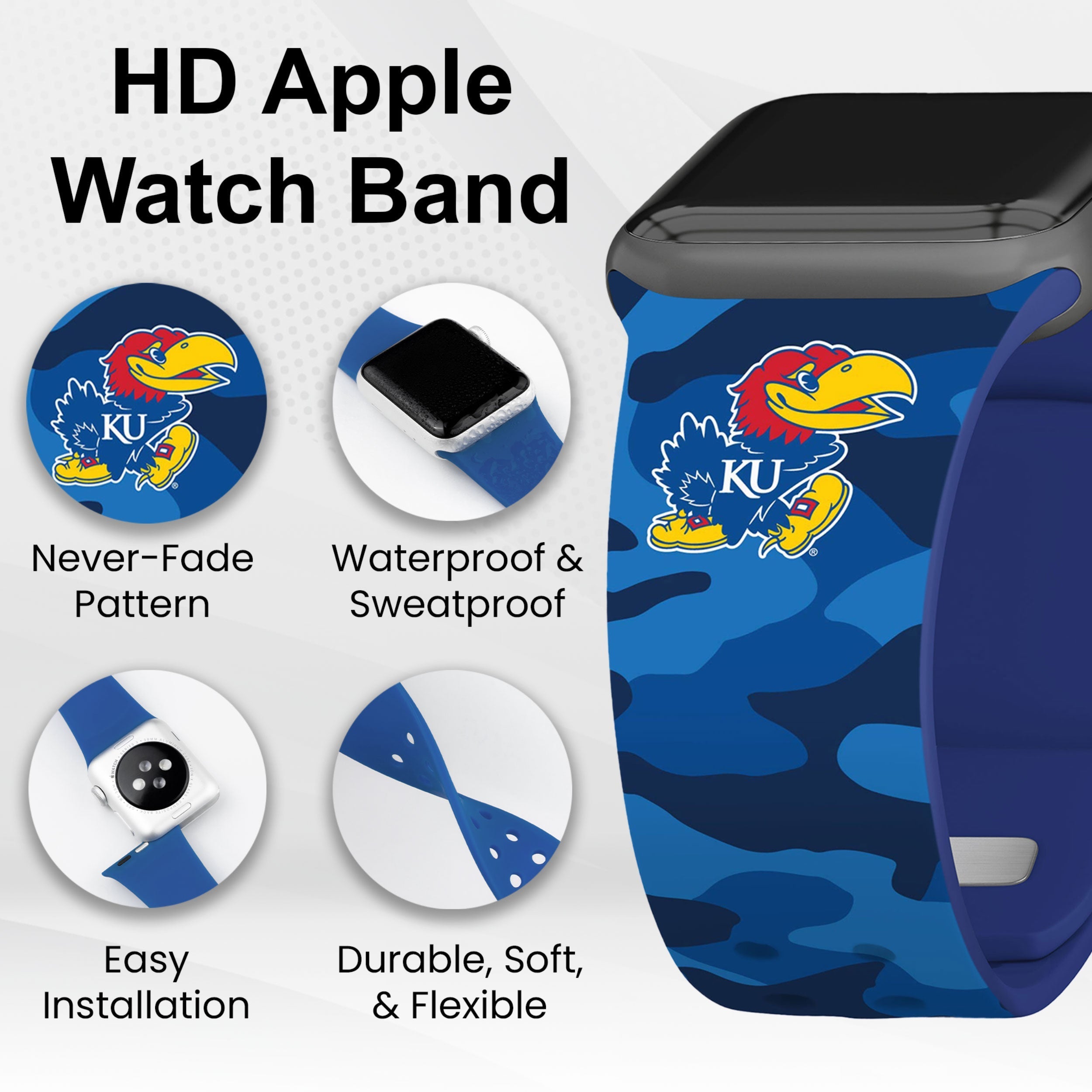 Kansas Jayhawks HD Apple Watch Band - PhishStones Products