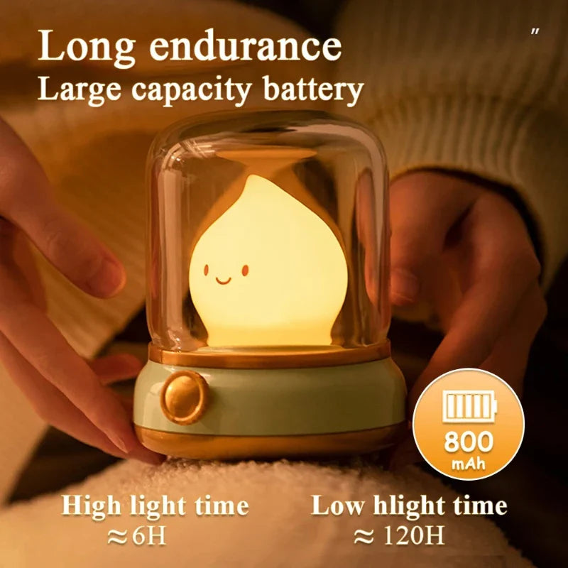 Kerosene - Style LED Night Light Flameless Candle — USB Rechargeable Dimmable 2 - Mode Lamp for Bedroom & Camping - PhishStones Products