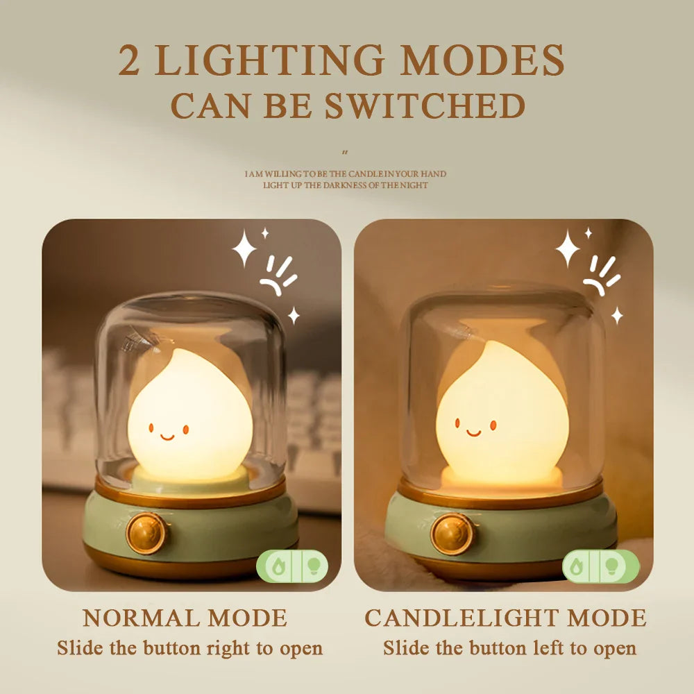 Kerosene - Style LED Night Light Flameless Candle — USB Rechargeable Dimmable 2 - Mode Lamp for Bedroom & Camping - PhishStones Products