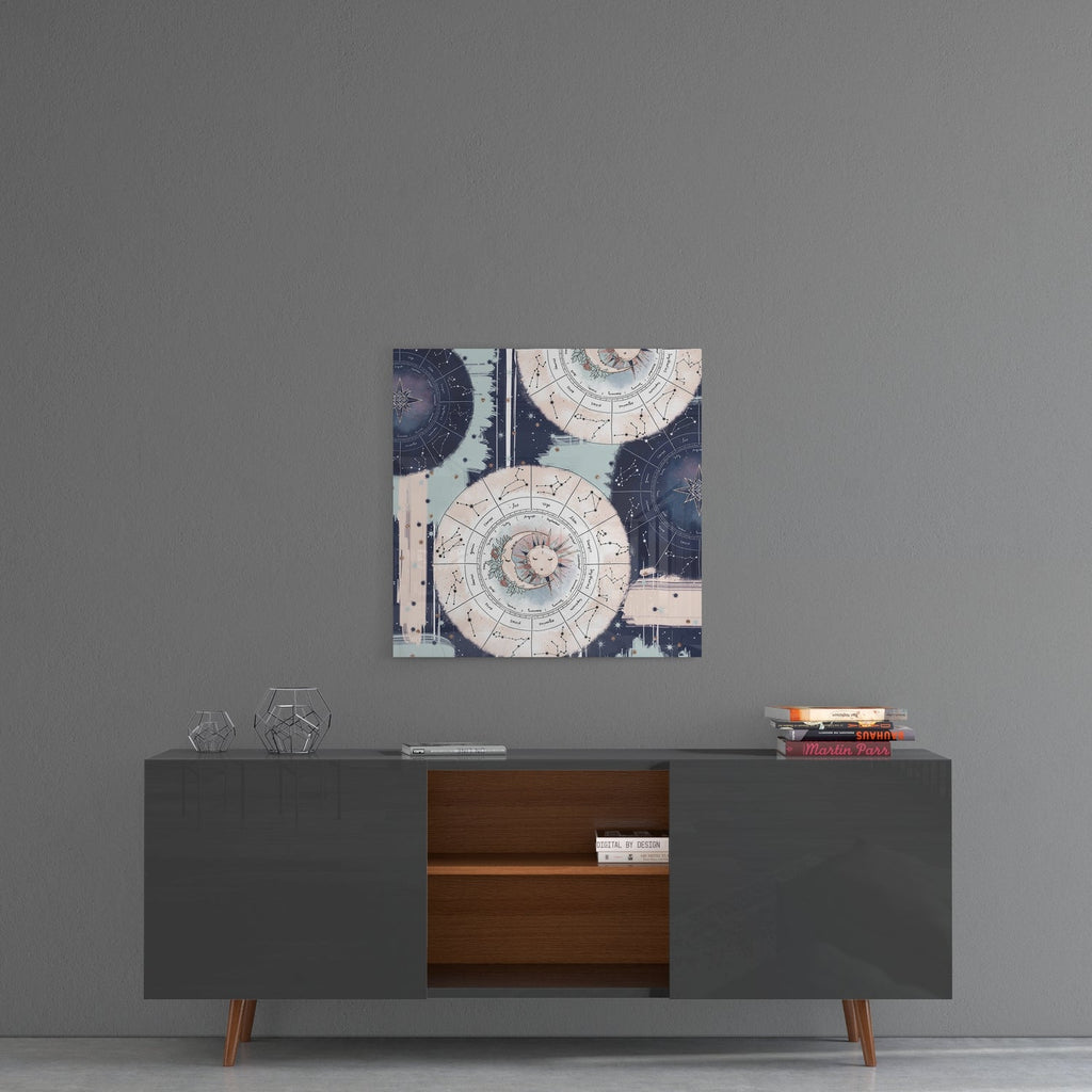 Zodiac Wheel Chart Sun And Moon Glass Wall Art