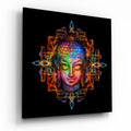 Rainbow Mandala Buddha Head Glass Wall Art