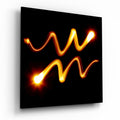 Golden Light Waves Aquarius Symbol Glass Wall Art