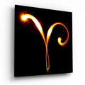 Fiery Light Curve Aries Symbol Glass Wall Art