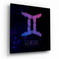 Pink Blue Gradient Starry Gemini Glass Wall Art