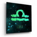 Teal Brushstroke Starry Night Libra Glass Wall Art