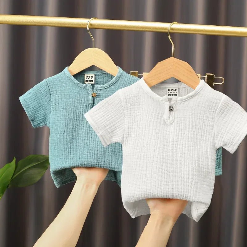 Kids Cotton Linen Long Sleeve T-Shirt – Soft Casual Top for Babies and Toddlers, Unisex Summer Wear - PhishStones Products