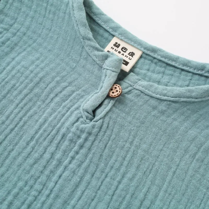 Kids Cotton Linen Long Sleeve T-Shirt – Soft Casual Top for Babies and Toddlers, Unisex Summer Wear - PhishStones Products