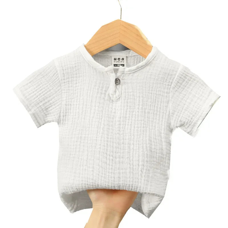 Kids Cotton Linen Long Sleeve T-Shirt – Soft Casual Top for Babies and Toddlers, Unisex Summer Wear - PhishStones Products