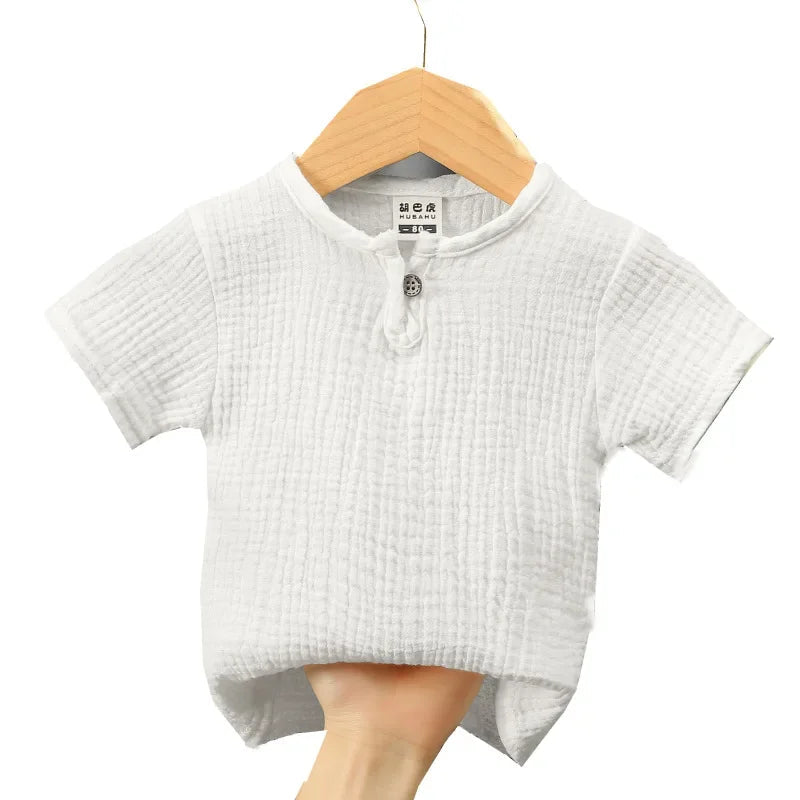 Kids Cotton Linen Long Sleeve T-Shirt – Soft Casual Top for Babies and Toddlers, Unisex Summer Wear - PhishStones Products