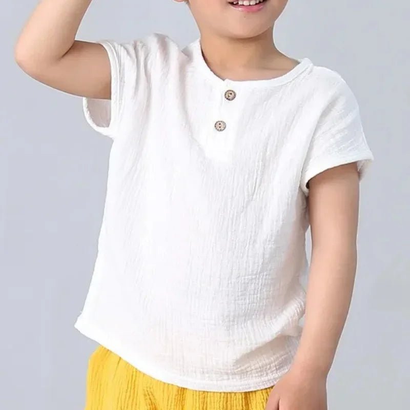 Kids Cotton Linen Long Sleeve T-Shirt – Soft Casual Top for Babies and Toddlers, Unisex Summer Wear - PhishStones Products