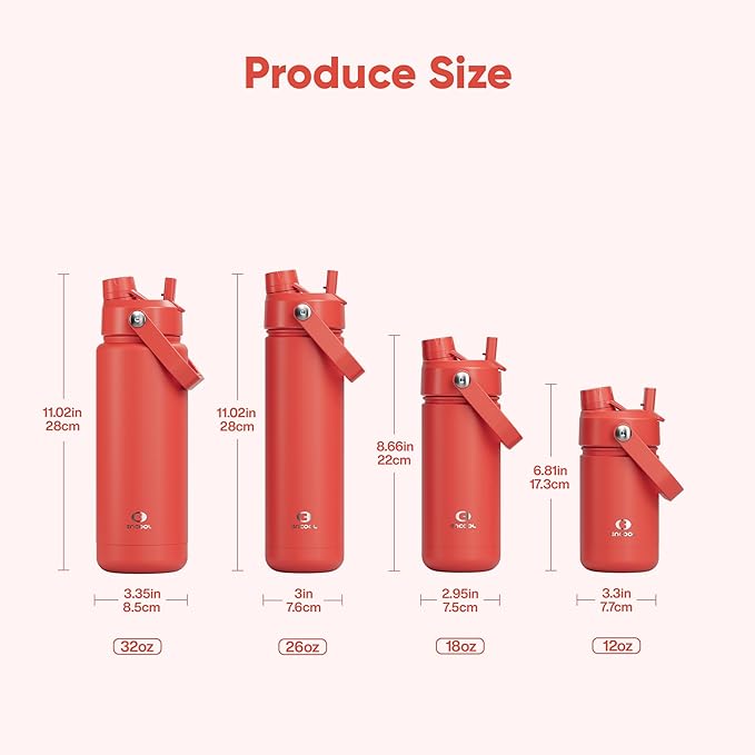 Kids Insualated Water Bottle with Straw - 12oz Stainless Steel Water Bottle with Dual Spouts, Leak - Proof, BPA - Free, Double Wall Vacuum Keeps Cold for 24 Hours for Sports, Travel, School (Tawny Orange) - PhishStones Products