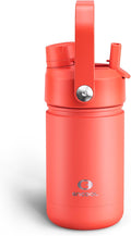 Kids Insualated Water Bottle with Straw - 12oz Stainless Steel Water Bottle with Dual Spouts, Leak - Proof, BPA - Free, Double Wall Vacuum Keeps Cold for 24 Hours for Sports, Travel, School (Tawny Orange) - PhishStones Products