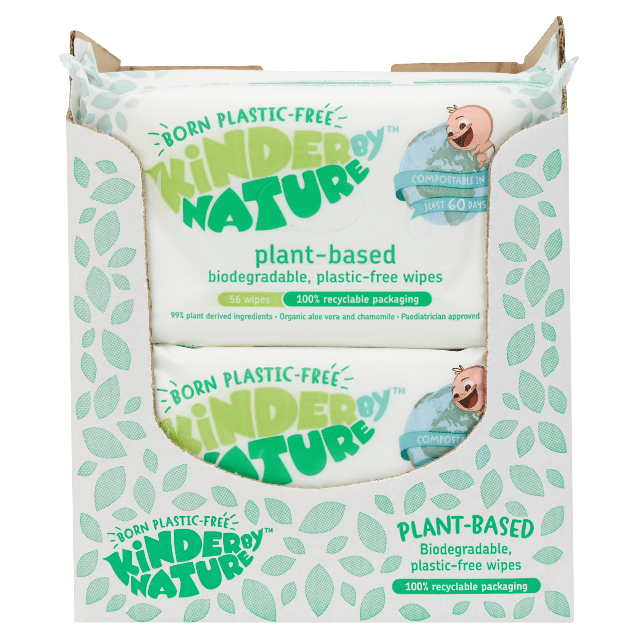 Kinder by Nature 100% Biodegradable Plant - Based Baby Wipes - 672 Count (12 packs of 56 wipes) - PhishStones Products