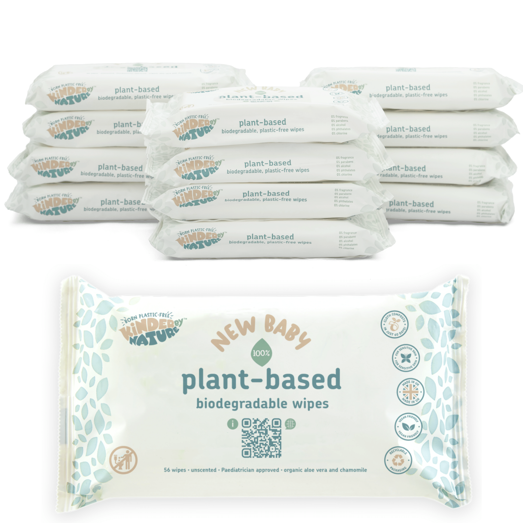 Kinder by Nature 100% Biodegradable Plant - Based Baby Wipes - 672 Count (12 packs of 56 wipes) - PhishStones Products