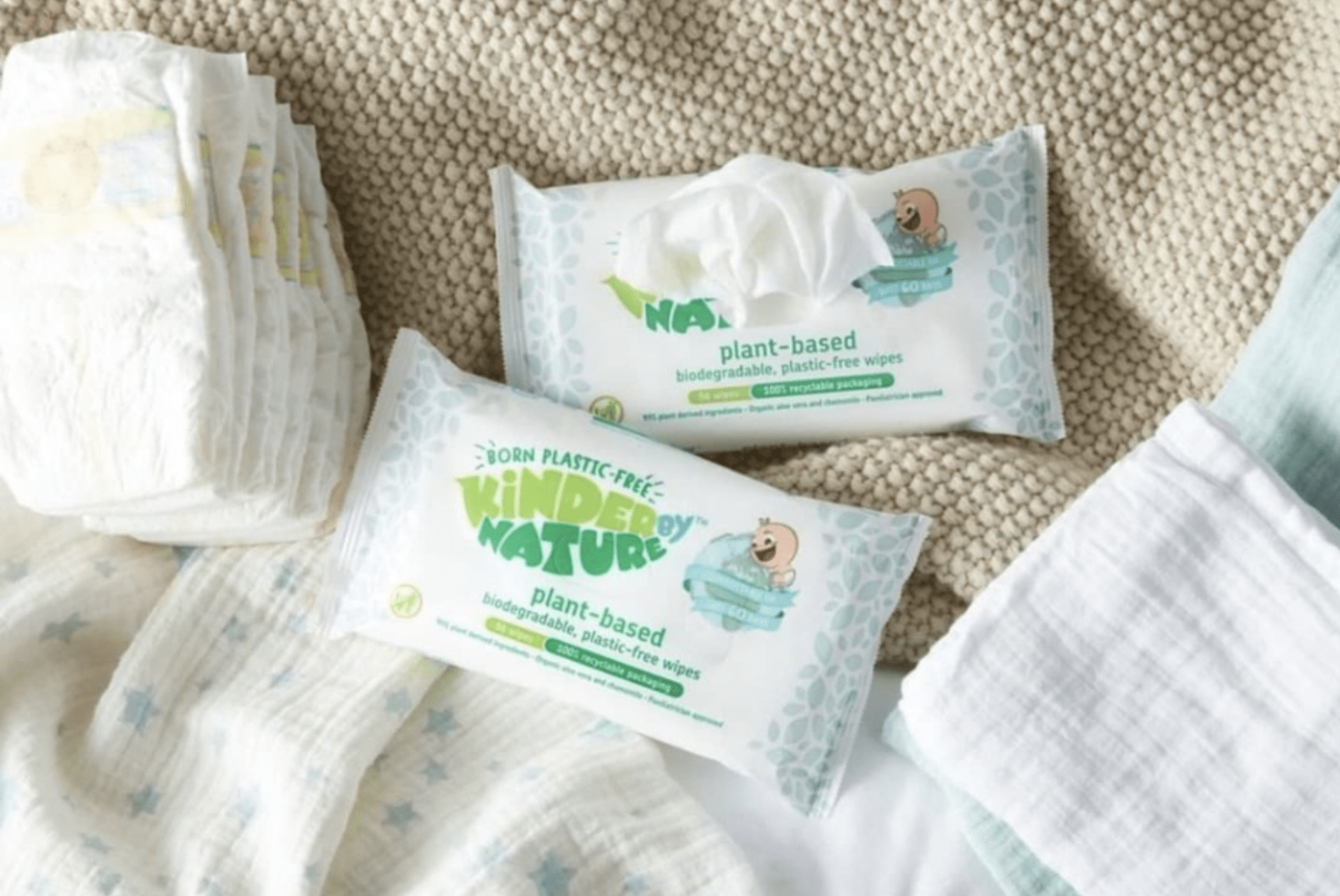 Kinder by Nature 100% Biodegradable Plant - Based Baby Wipes - 672 Count (12 packs of 56 wipes) - PhishStones Products