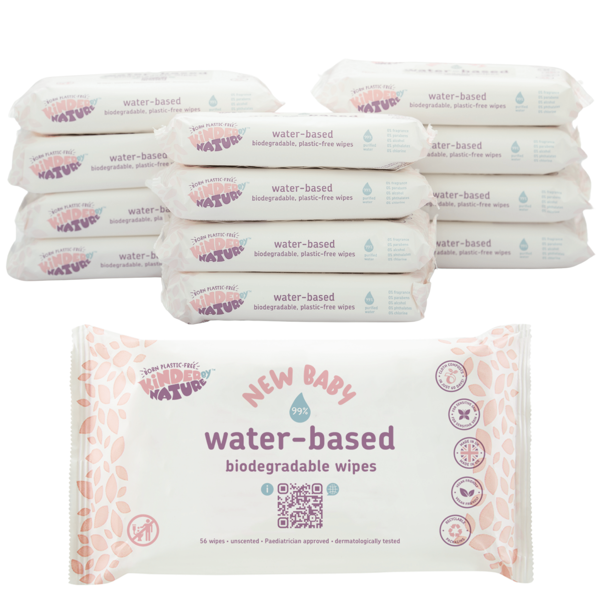Kinder by Nature 100% Biodegradable Water - Based Baby Wipes - 672 Count (12 packs of 56 wipes) - PhishStones Products