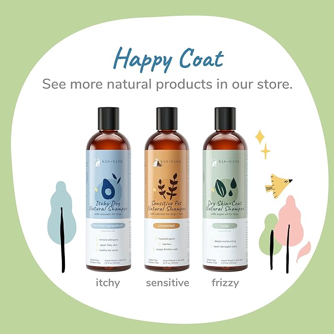 kin+kind Dog Shampoo - Deep Clean, Dirt & Odor Remover w/Activated Charcoal for Dogs, Gentle Formula w/Natural Aloe, Olive Oil & Coconut Oil, Pet Care & Grooming Products, Almond & Vanilla, 12 fl oz - PhishStones Products