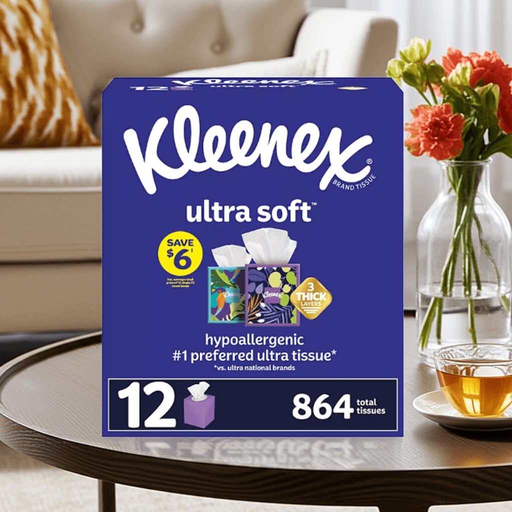 Kleenex Ultra Soft Hypoallergenic Facial Tissues 12 Boxes 3 - Ply, 72 ct - PhishStones Products