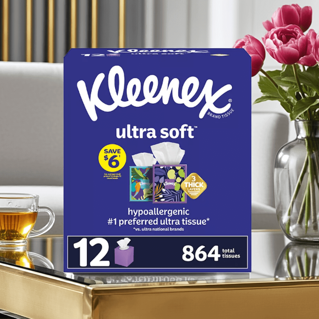 Kleenex Ultra Soft Hypoallergenic Facial Tissues 12 Boxes 3 - Ply, 72 ct - PhishStones Products