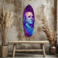 Neon Halftone Banknote Portrait Glass Wall Art