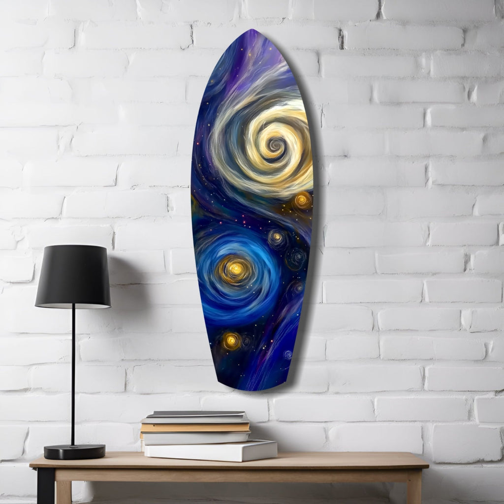 Swirling Spiral Galaxies Night Surfboard Glass Wall Art