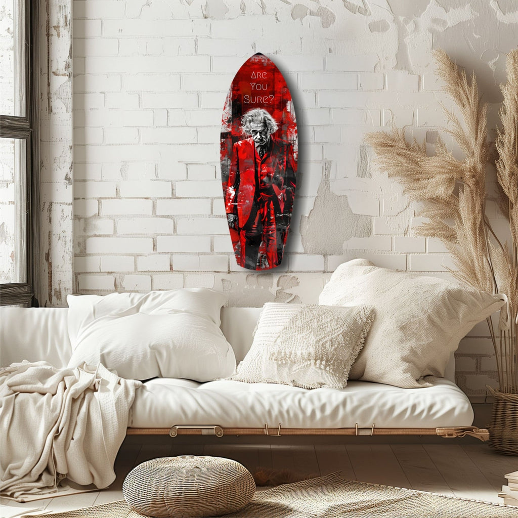 Crimson Collage Are You Sure Surfboard Glass Wall Art