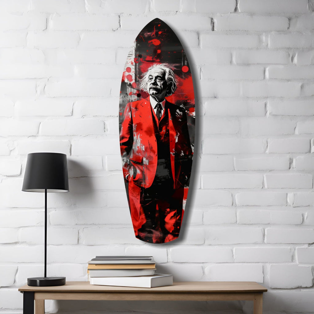 Standing Genius Red Blazer Splatter Glass Wall Art