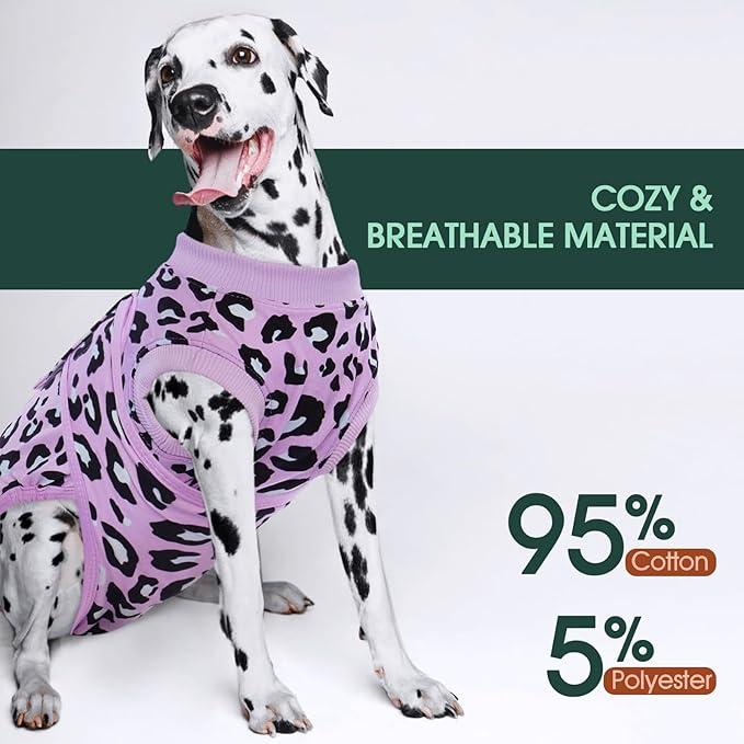 Kuoser Dog Recovery Suit for Dogs After Surgery,Professional Surgical Onesie for Female Male Dogs Spay Neuter,Soft Dog Surgery Suit Bodysuit for Abdominal Wounds Skin Disease,Purple Leopard XS - PhishStones Products