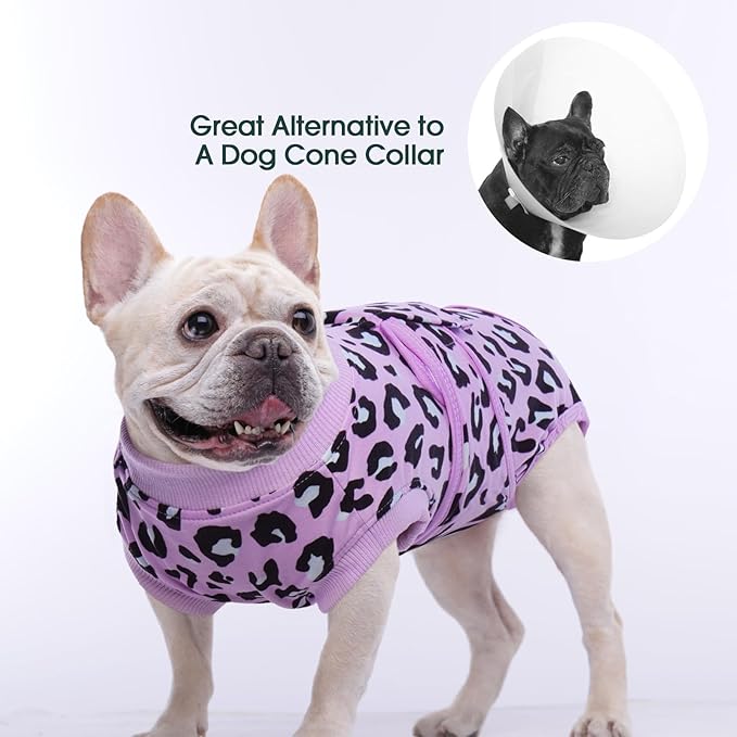 Kuoser Dog Recovery Suit for Dogs After Surgery,Professional Surgical Onesie for Female Male Dogs Spay Neuter,Soft Dog Surgery Suit Bodysuit for Abdominal Wounds Skin Disease,Purple Leopard XS - PhishStones Products