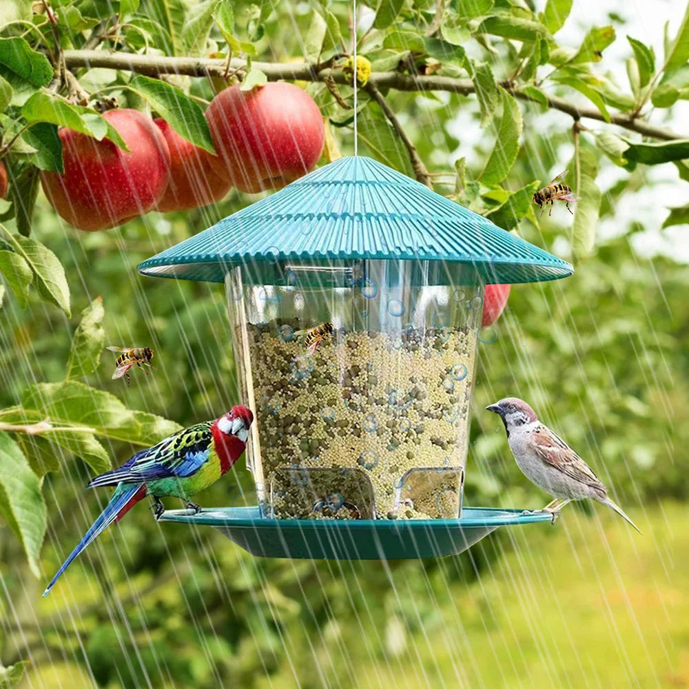 Large Hanging Bird Feeder 2.6 lb (1.2 kg) Hexagonal Peanut & Seed Dispenser with Perches, Outdoor Garden Feeder - PhishStones Products