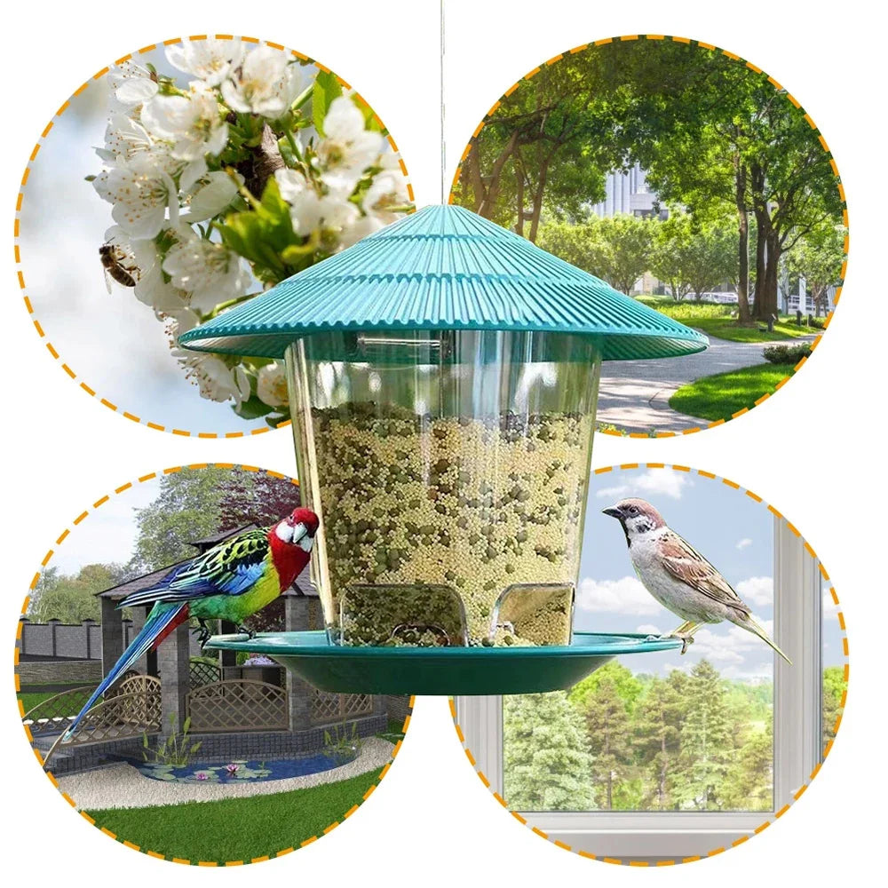 Large Hanging Bird Feeder 2.6 lb (1.2 kg) Hexagonal Peanut & Seed Dispenser with Perches, Outdoor Garden Feeder - PhishStones Products
