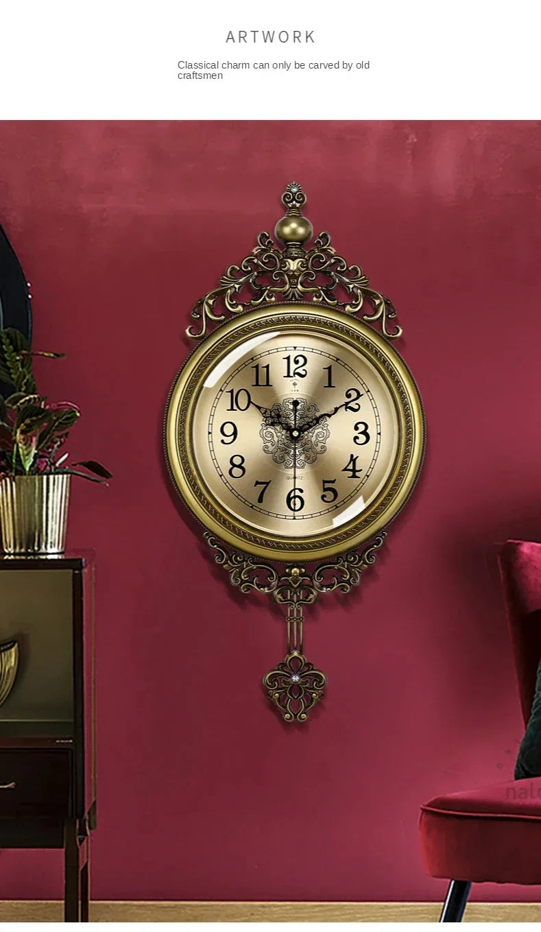 Large Luxury Gold Wall Clock Living Room Silent Creative Swing Wall watches Bedroom Quartz Clocks Wall Home Decor - PhishStones Products