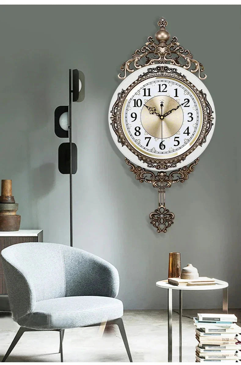 Large Luxury Gold Wall Clock Living Room Silent Creative Swing Wall watches Bedroom Quartz Clocks Wall Home Decor - PhishStones Products