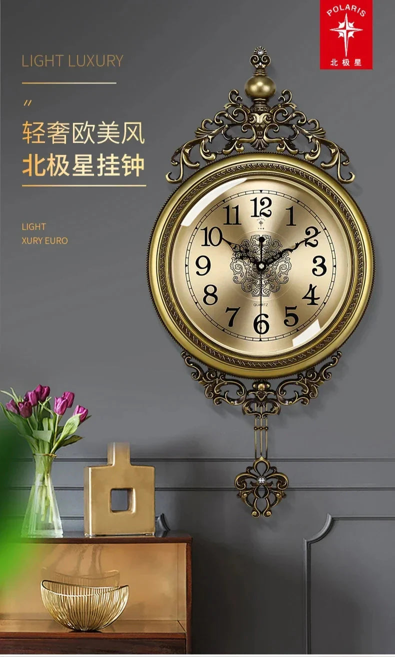 Large Luxury Gold Wall Clock Living Room Silent Creative Swing Wall watches Bedroom Quartz Clocks Wall Home Decor - PhishStones Products
