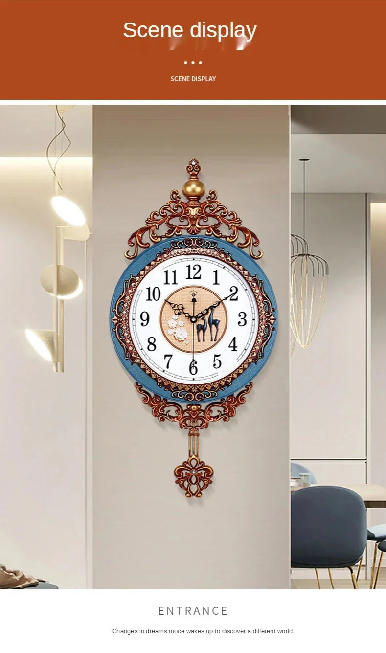 Large Luxury Gold Wall Clock Living Room Silent Creative Swing Wall watches Bedroom Quartz Clocks Wall Home Decor - PhishStones Products