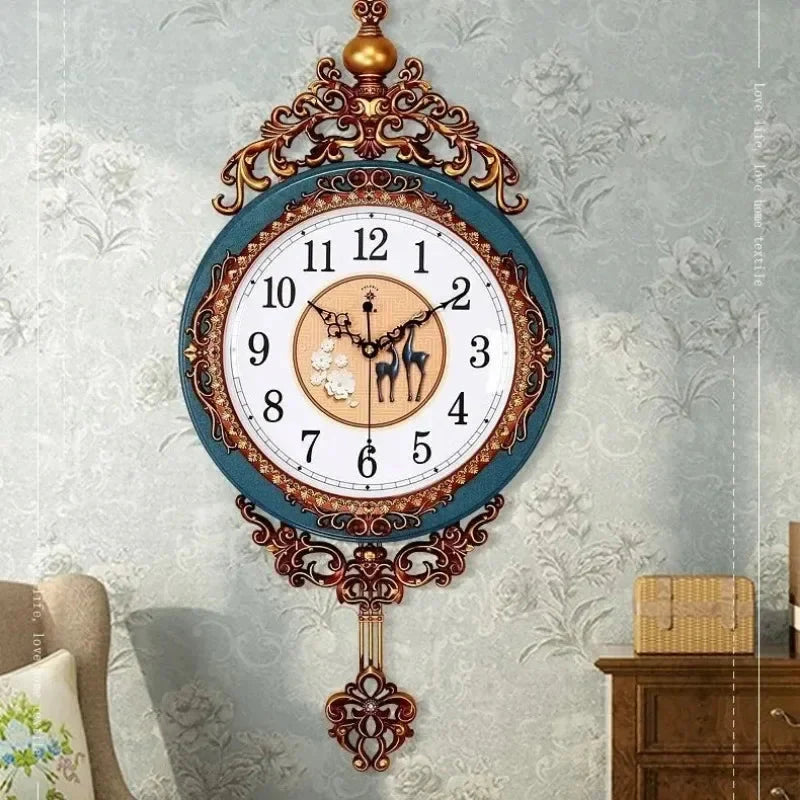 Large Luxury Gold Wall Clock Living Room Silent Creative Swing Wall watches Bedroom Quartz Clocks Wall Home Decor - PhishStones Products
