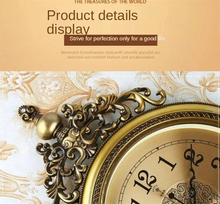 Large Luxury Gold Wall Clock Living Room Silent Creative Swing Wall watches Bedroom Quartz Clocks Wall Home Decor - PhishStones Products