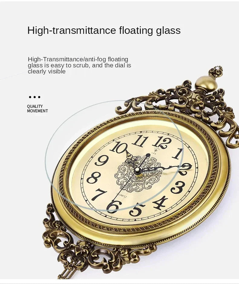 Large Luxury Gold Wall Clock Living Room Silent Creative Swing Wall watches Bedroom Quartz Clocks Wall Home Decor - PhishStones Products