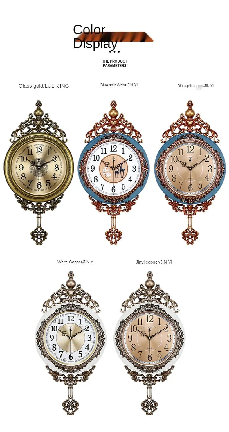 Large Luxury Gold Wall Clock Living Room Silent Creative Swing Wall watches Bedroom Quartz Clocks Wall Home Decor - PhishStones Products
