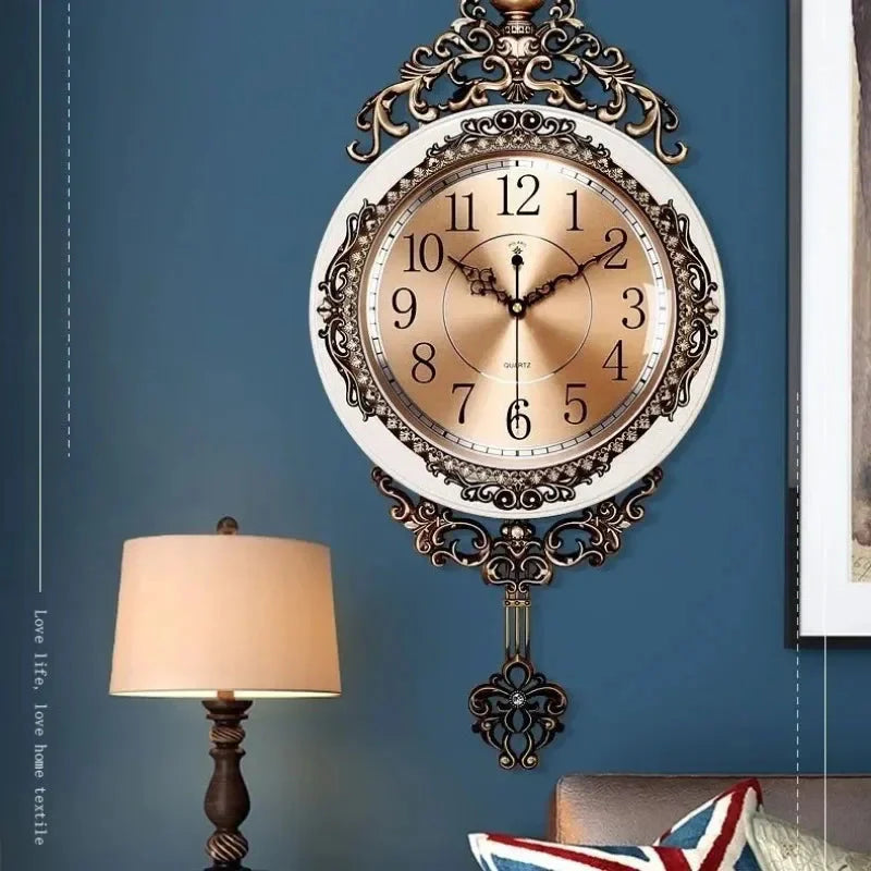 Large Luxury Gold Wall Clock Living Room Silent Creative Swing Wall watches Bedroom Quartz Clocks Wall Home Decor - PhishStones Products