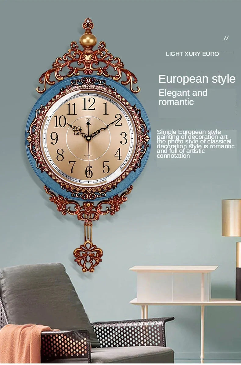 Large Luxury Gold Wall Clock Living Room Silent Creative Swing Wall watches Bedroom Quartz Clocks Wall Home Decor - PhishStones Products