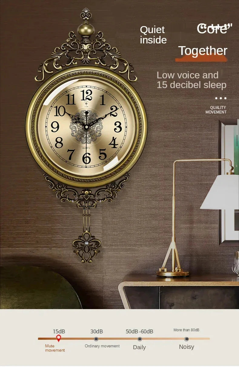 Large Luxury Gold Wall Clock Living Room Silent Creative Swing Wall watches Bedroom Quartz Clocks Wall Home Decor - PhishStones Products